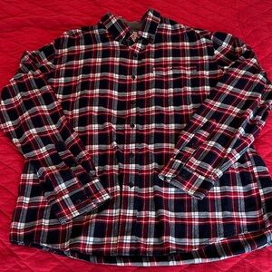 Men's Red, White, and Blue Plaid Flannel  Shirt by LL Bean